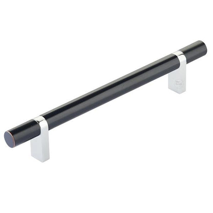 Emtek - Select Bar Cabinet Pull 6 Inch C-C,  Rectangular Bar Stem, Smooth Bar