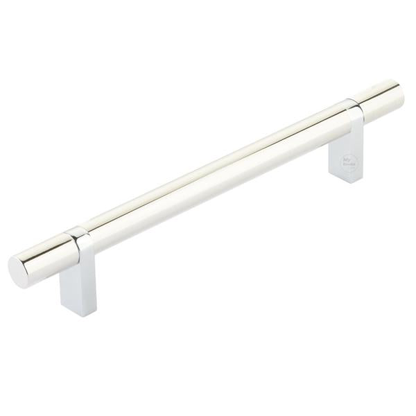 Emtek - Select Bar Cabinet Pull 6 Inch C-C,  Rectangular Bar Stem, Smooth Bar