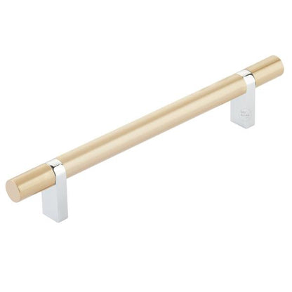 Emtek - Select Bar Cabinet Pull 6 Inch C-C,  Rectangular Bar Stem, Smooth Bar
