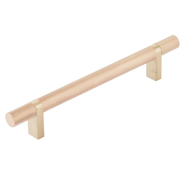 Emtek - Select Bar Cabinet Pull 6 Inch C-C,  Rectangular Bar Stem, Knurled Bar