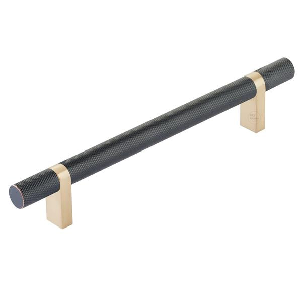 Emtek - Select Bar Cabinet Pull 6 Inch C-C,  Rectangular Bar Stem, Knurled Bar