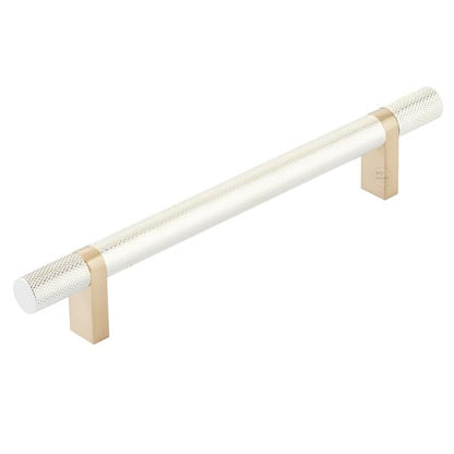 Emtek - Select Bar Cabinet Pull 6 Inch C-C,  Rectangular Bar Stem, Knurled Bar