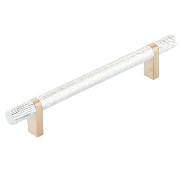 Emtek - Select Bar Cabinet Pull 6 Inch C-C,  Rectangular Bar Stem, Knurled Bar