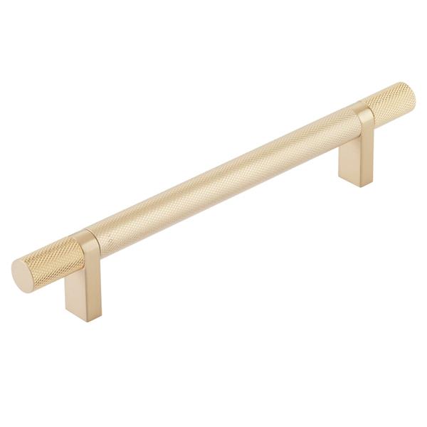 Emtek - Select Bar Cabinet Pull 6 Inch C-C,  Rectangular Bar Stem, Knurled Bar