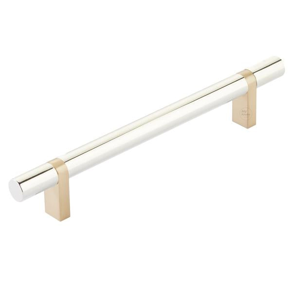 Emtek - Select Bar Cabinet Pull 6 Inch C-C,  Rectangular Bar Stem, Smooth Bar
