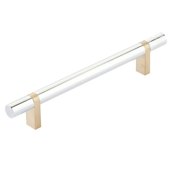 Emtek - Select Bar Cabinet Pull 6 Inch C-C,  Rectangular Bar Stem, Smooth Bar