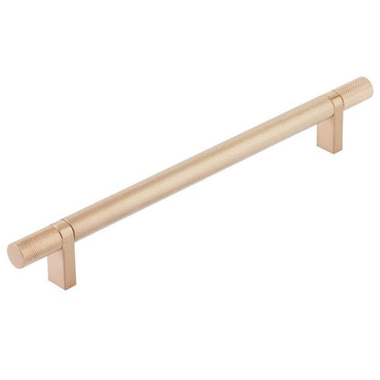 Emtek - Select Bar Cabinet Pull 8 Inch C-C, Rectangular Bar Stem, Knurled Bar