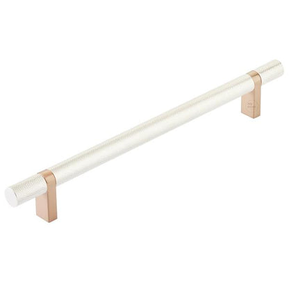 Emtek - Select Bar Cabinet Pull 8 Inch C-C, Rectangular Bar Stem, Knurled Bar
