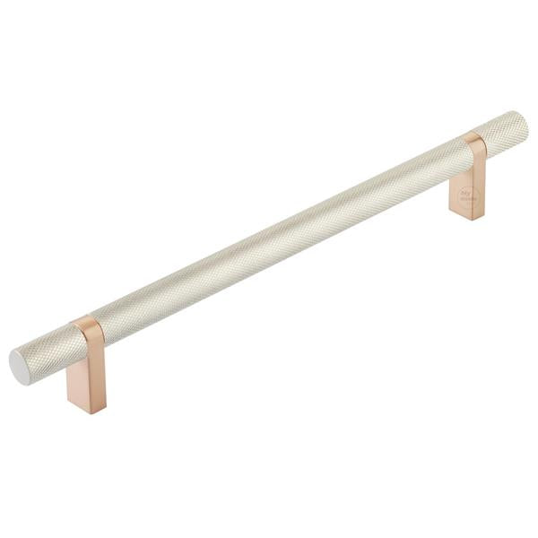 Emtek - Select Bar Cabinet Pull 8 Inch C-C, Rectangular Bar Stem, Knurled Bar