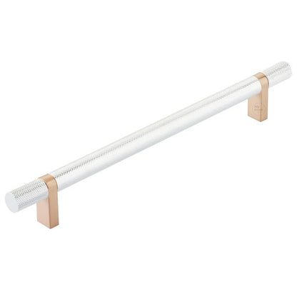 Emtek - Select Bar Cabinet Pull 8 Inch C-C, Rectangular Bar Stem, Knurled Bar