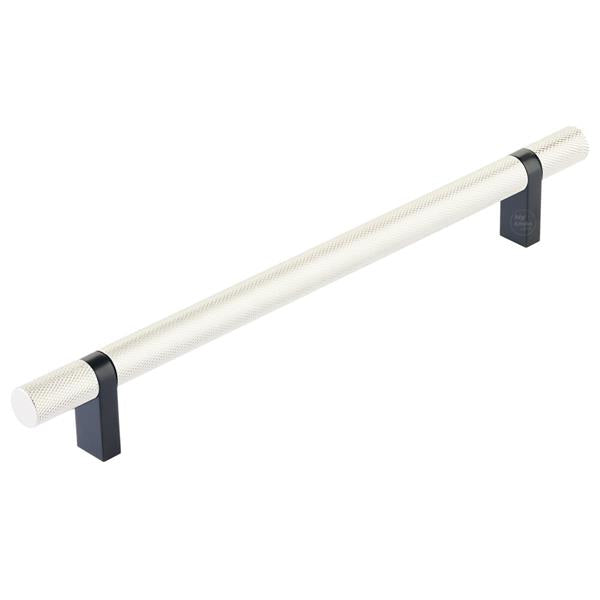 Emtek - Select Bar Cabinet Pull 8 Inch C-C, Rectangular Bar Stem, Knurled Bar