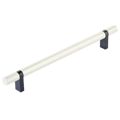 Emtek - Select Bar Cabinet Pull 8 Inch C-C, Rectangular Bar Stem, Knurled Bar