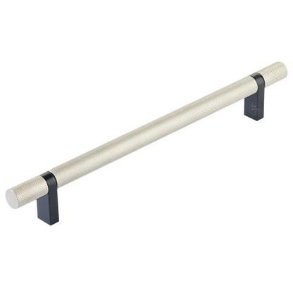 Emtek - Select Bar Cabinet Pull 8 Inch C-C, Rectangular Bar Stem, Knurled Bar