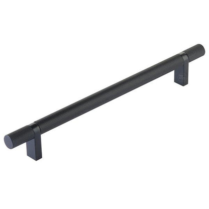 Emtek - Select Bar Cabinet Pull 8 Inch C-C, Rectangular Bar Stem, Knurled Bar