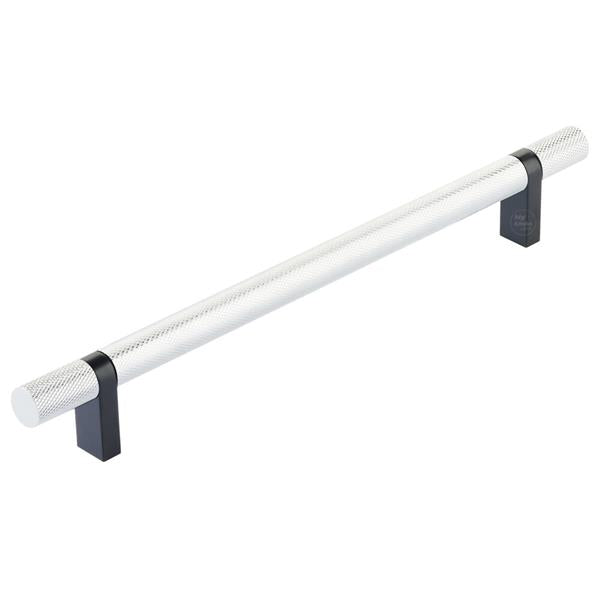 Emtek - Select Bar Cabinet Pull 8 Inch C-C, Rectangular Bar Stem, Knurled Bar