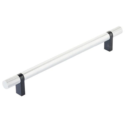 Emtek - Select Bar Cabinet Pull 8 Inch C-C, Rectangular Bar Stem, Knurled Bar