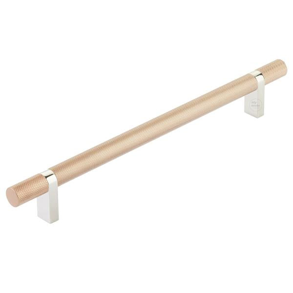 Emtek - Select Bar Cabinet Pull 8 Inch C-C, Rectangular Bar Stem, Knurled Bar