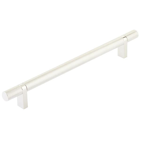 Emtek - Select Bar Cabinet Pull 8 Inch C-C, Rectangular Bar Stem, Knurled Bar