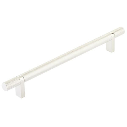 Emtek - Select Bar Cabinet Pull 8 Inch C-C, Rectangular Bar Stem, Knurled Bar