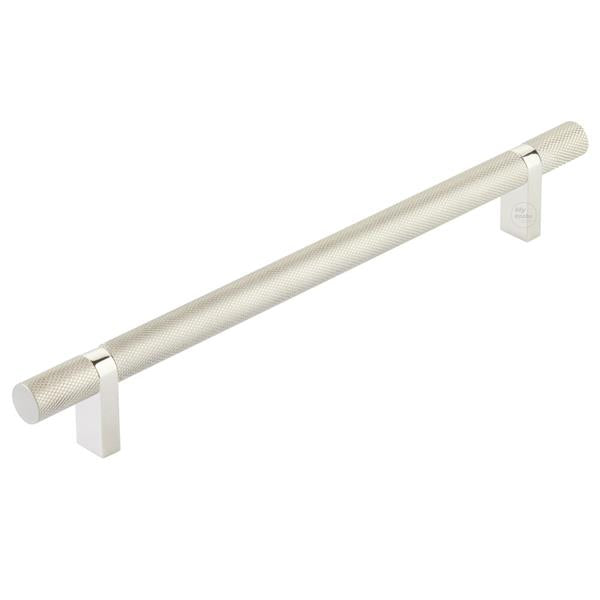 Emtek - Select Bar Cabinet Pull 8 Inch C-C, Rectangular Bar Stem, Knurled Bar
