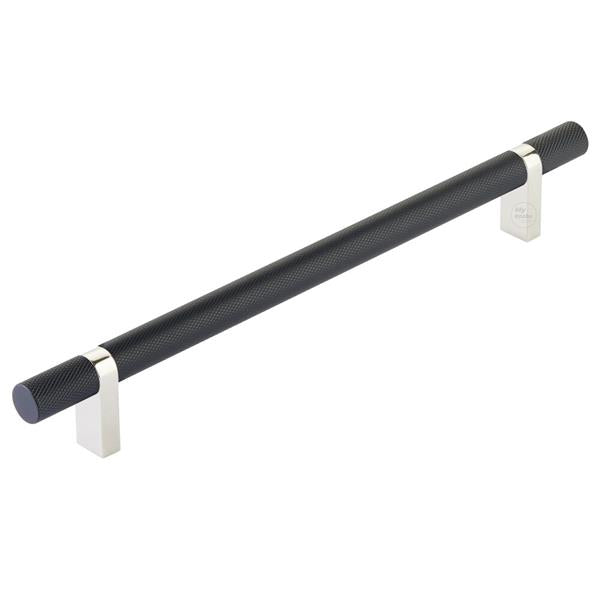 Emtek - Select Bar Cabinet Pull 8 Inch C-C, Rectangular Bar Stem, Knurled Bar
