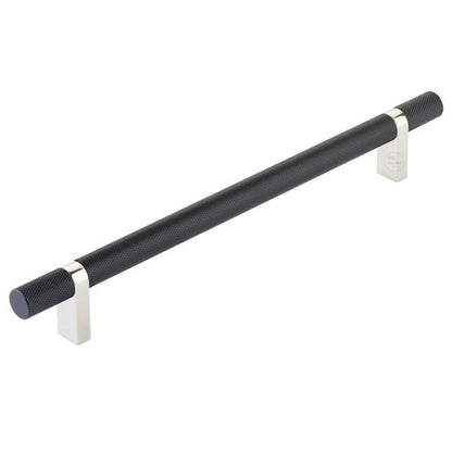 Emtek - Select Bar Cabinet Pull 8 Inch C-C, Rectangular Bar Stem, Knurled Bar