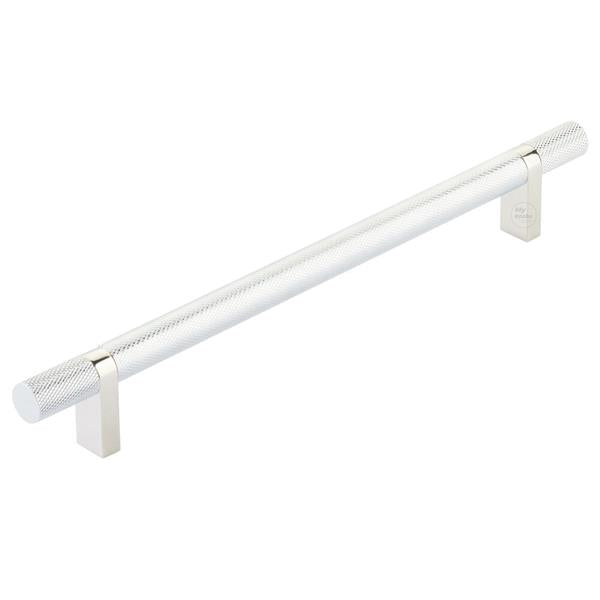 Emtek - Select Bar Cabinet Pull 8 Inch C-C, Rectangular Bar Stem, Knurled Bar
