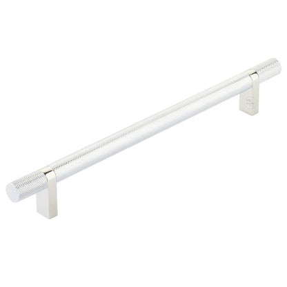 Emtek - Select Bar Cabinet Pull 8 Inch C-C, Rectangular Bar Stem, Knurled Bar
