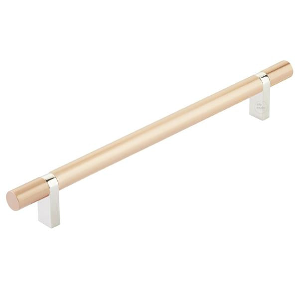 Emtek - Select Bar Cabinet Pull 8 Inch C-C, Rectangular Bar Stem, Smooth Bar