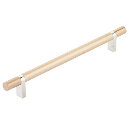 Emtek - Select Bar Cabinet Pull 8 Inch C-C, Rectangular Bar Stem, Smooth Bar