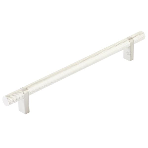 Emtek - Select Bar Cabinet Pull 8 Inch C-C, Rectangular Bar Stem, Knurled Bar