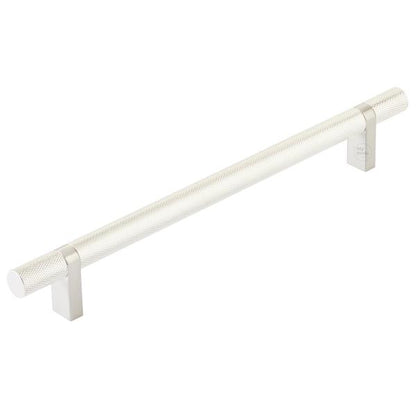 Emtek - Select Bar Cabinet Pull 8 Inch C-C, Rectangular Bar Stem, Knurled Bar