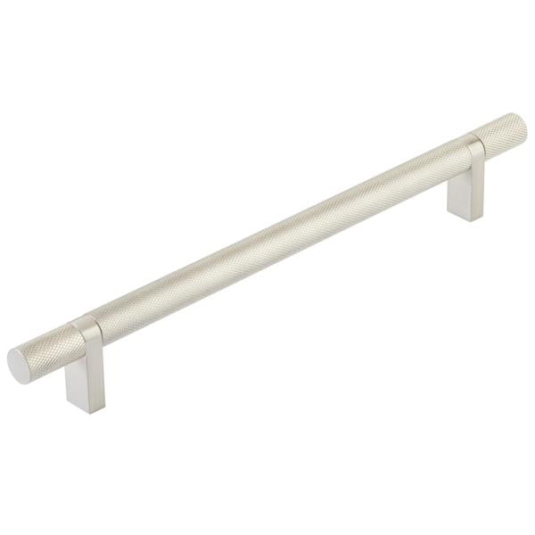 Emtek - Select Bar Cabinet Pull 8 Inch C-C, Rectangular Bar Stem, Knurled Bar