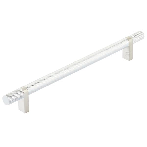 Emtek - Select Bar Cabinet Pull 8 Inch C-C, Rectangular Bar Stem, Knurled Bar