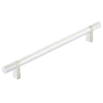 Emtek - Select Bar Cabinet Pull 8 Inch C-C, Rectangular Bar Stem, Knurled Bar