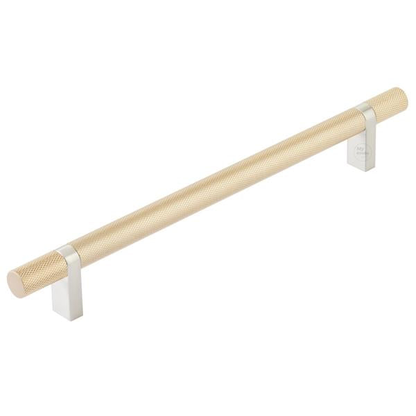 Emtek - Select Bar Cabinet Pull 8 Inch C-C, Rectangular Bar Stem, Knurled Bar