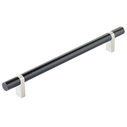 Emtek - Select Bar Cabinet Pull 8 Inch C-C, Rectangular Bar Stem, Smooth Bar