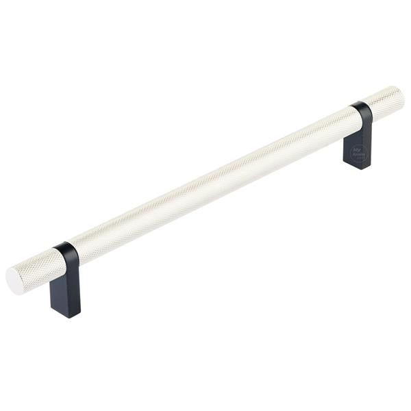 Emtek - Select Bar Cabinet Pull 8 Inch C-C, Rectangular Bar Stem, Knurled Bar