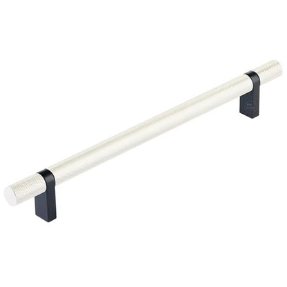 Emtek - Select Bar Cabinet Pull 8 Inch C-C, Rectangular Bar Stem, Knurled Bar