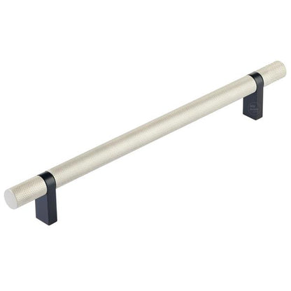 Emtek - Select Bar Cabinet Pull 8 Inch C-C, Rectangular Bar Stem, Knurled Bar