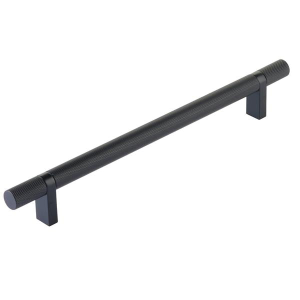 Emtek - Select Bar Cabinet Pull 8 Inch C-C, Rectangular Bar Stem, Knurled Bar