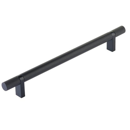 Emtek - Select Bar Cabinet Pull 8 Inch C-C, Rectangular Bar Stem, Knurled Bar