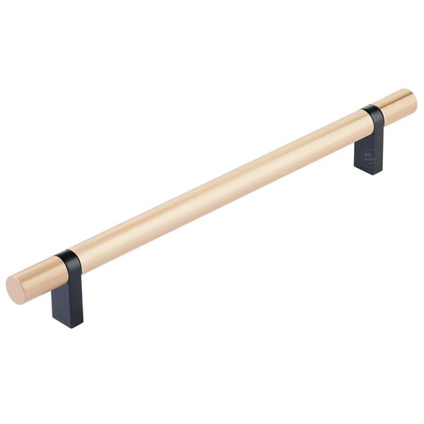 Emtek - Select Bar Cabinet Pull 8 Inch C-C, Rectangular Bar Stem, Smooth Bar