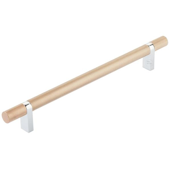 Emtek - Select Bar Cabinet Pull 8 Inch C-C, Rectangular Bar Stem, Knurled Bar