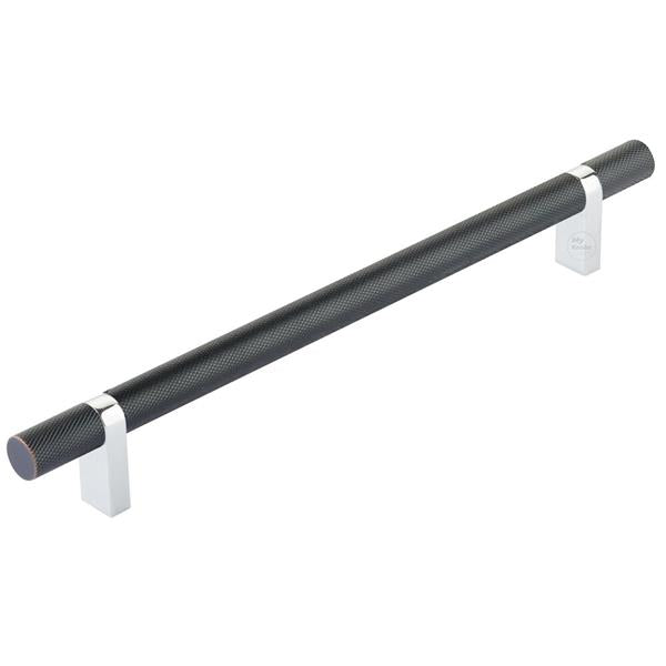 Emtek - Select Bar Cabinet Pull 8 Inch C-C, Rectangular Bar Stem, Knurled Bar