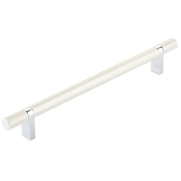 Emtek - Select Bar Cabinet Pull 8 Inch C-C, Rectangular Bar Stem, Knurled Bar