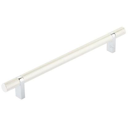 Emtek - Select Bar Cabinet Pull 8 Inch C-C, Rectangular Bar Stem, Knurled Bar