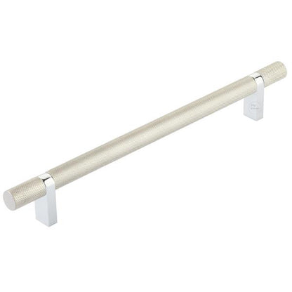 Emtek - Select Bar Cabinet Pull 8 Inch C-C, Rectangular Bar Stem, Knurled Bar