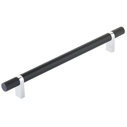 Emtek - Select Bar Cabinet Pull 8 Inch C-C, Rectangular Bar Stem, Knurled Bar