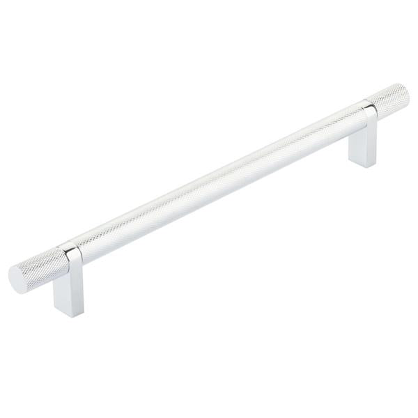 Emtek - Select Bar Cabinet Pull 8 Inch C-C, Rectangular Bar Stem, Knurled Bar